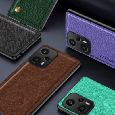 For Xiaomi Redmi Note 12 Turbo, Luxury Anti-Slip Rubber Cross Leather Case Cove