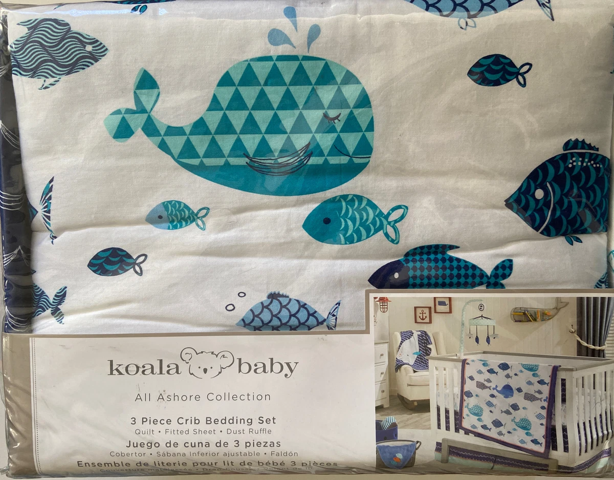 Koala Baby All Ashore Collection 3 piece Crib Bedding Set Quilt Sheet Dust Ruffl