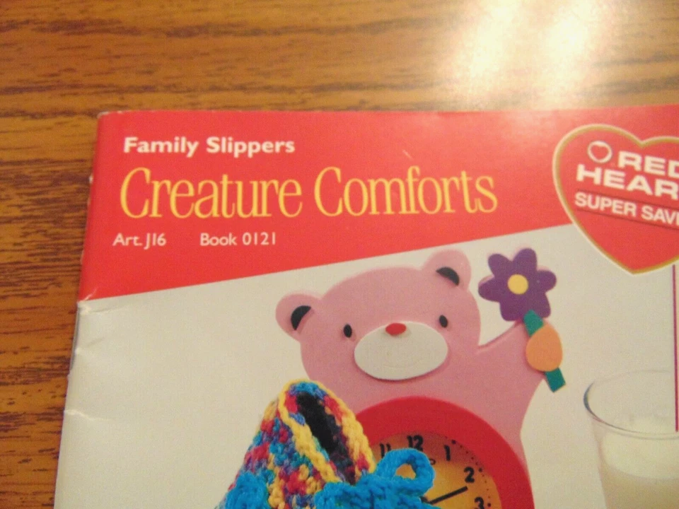 CREATURE COMFORTS ~ FAMILY SLIPPERS to Knit & Crochet Coats & Clark Booklet 0121 - Image 2 of 3