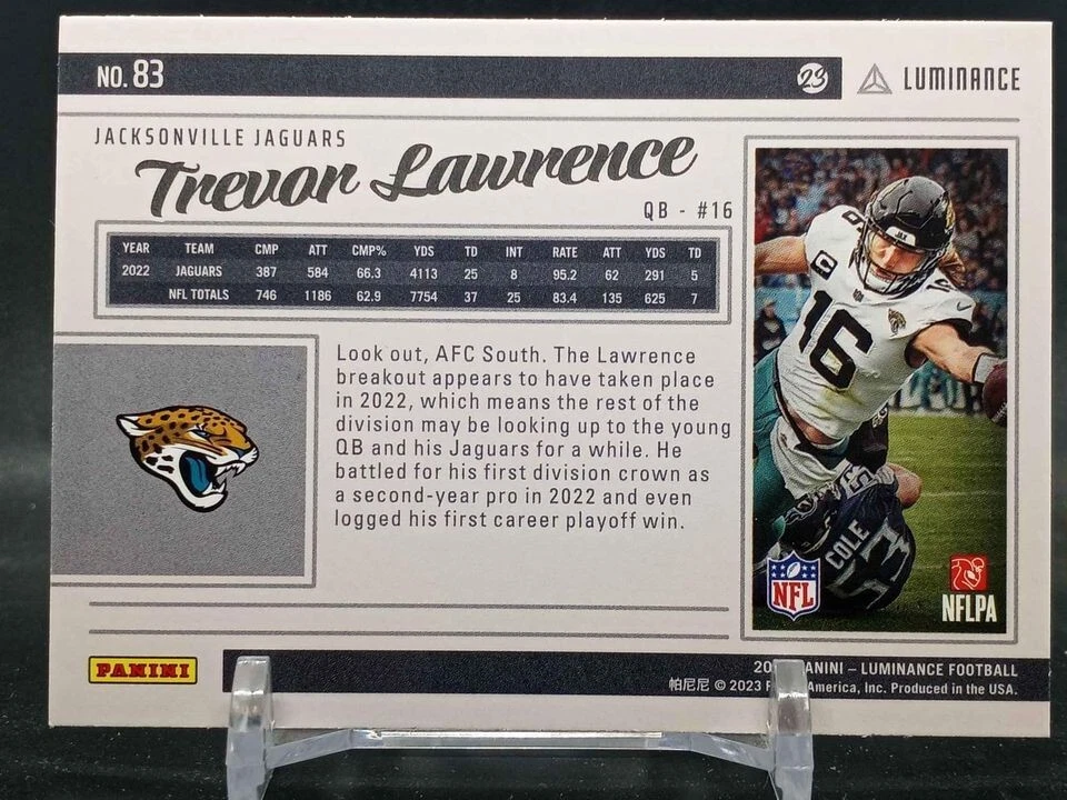 Trevor Lawrence 2023 Panini Luminance Horizontal Quarterback Jacksonville Jaguar - Image 2 of 2