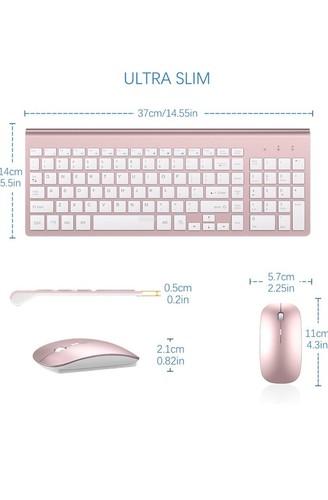 Topmate Wireless Keyboard & Mouse Combo Rose Gold + White Color KM9000 - Zdjęcie 7 z 7