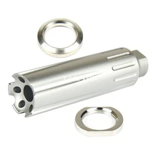 SILVER 4.5" Long Linear Compensator Muzzle Brake 5/8x24 TPI for 308 7.62 300