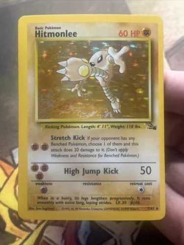 OC ERROR miscut Pokémon TCG Fossil Hitmonlee # 7 Unlimited Holo Rare