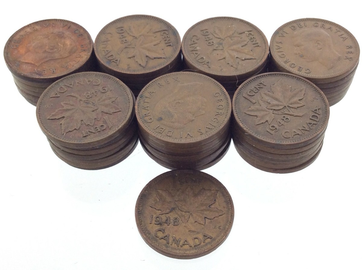 ペルー　1CENTAVO　1センタボ　1ケンタボ　1948年 Lot of 50 Canada 1948 One 1 Cent Penny KM# 41 Circulated