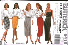 6419 Vintage Butterick SEWING Pattern Misses Semi Fitted Straight Skirt Pull On