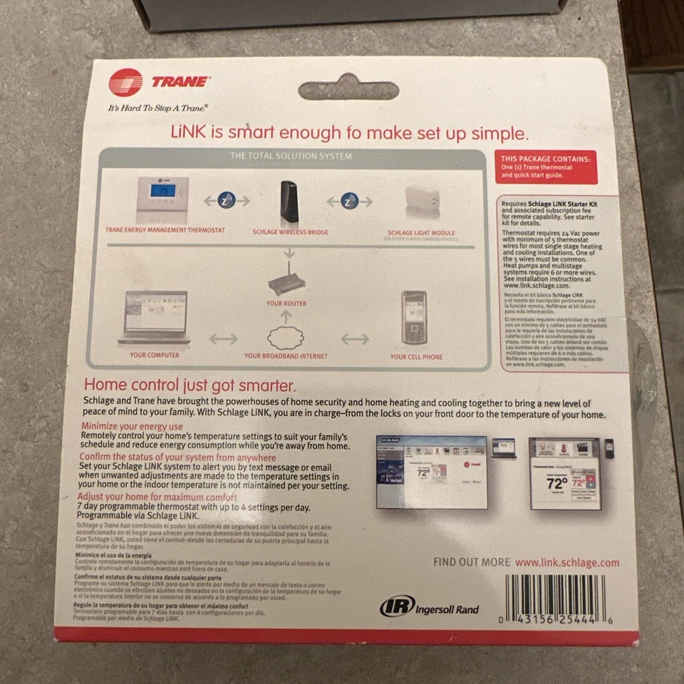 Trane Remote Energy Management Thermostat  TZ45 (TZEMT400AB32MAA)  Z-Wave Smart - Image 4 of 4