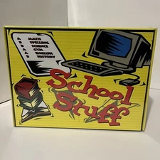 Vintage School Pencil & Supply Box School Stuff Red Yellow Cardboard NEW SEALED