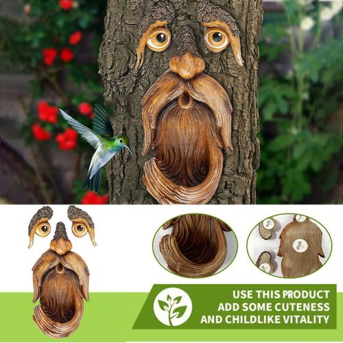 Lustiges Baumgesicht – Garten-Deko & Vogelfutterspender Aus Polyresin (zum Aufhängen An Baum Oder Zaun)