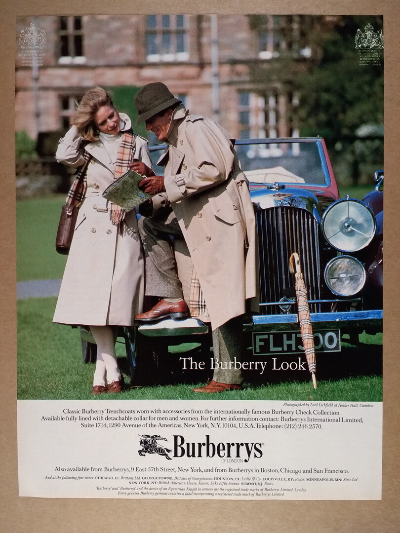 1984 Burberry Trenchcoats Check Accessories vintage print Ad