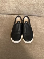 ugg blacck leather slip on. Size 9. Excellent used condition