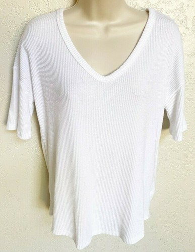 Tee XS Rib Knit Top Shirt Oversized 