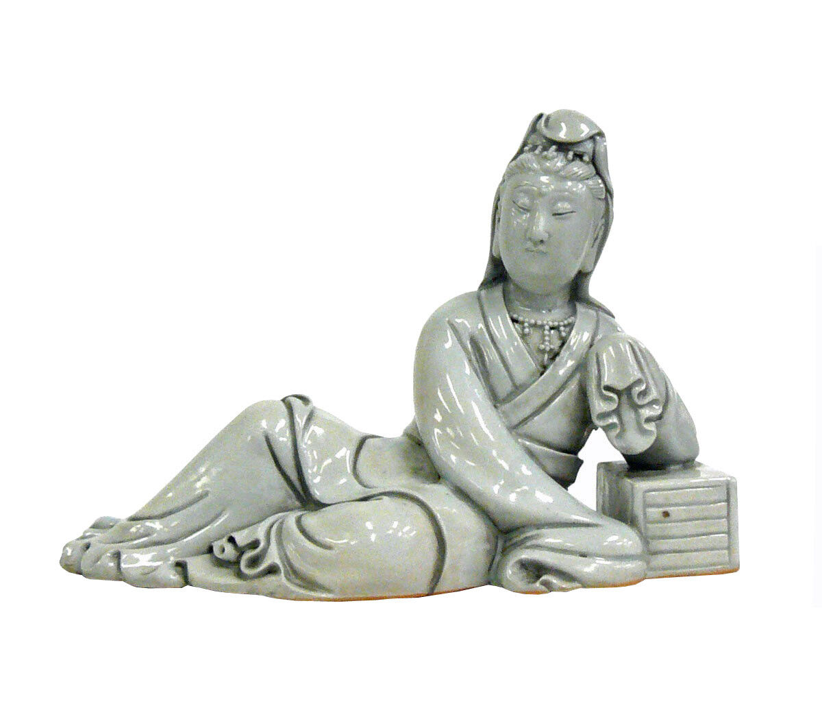 Chinese Vintage Finish Off White Porcelain Reclining Kwan Yin , Bodhisattva Statue cs948-7S Chinese Vintage Finish Off White Porcelain Reclining Kwan Yin , Bodhisattva Statue cs948-7S