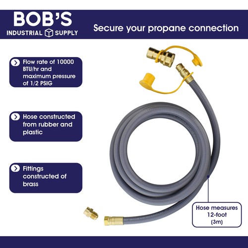 Natural Gas Grill Hose, 12ft - Flexible Gas Line Quick Connect Gas Hose 3/8in... - Picture 4 of 7
