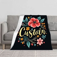 Vibrant Floral Design Flannel Blanket - Soft  Cozy Pattern for Sofa Travel Bed