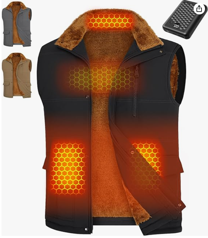 Wulcea Graphene Heated Fleece Vest Men 7.4V