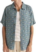 RHYTHM TULUM Men's S/S Woven Shirt - SLA - Large - NWT