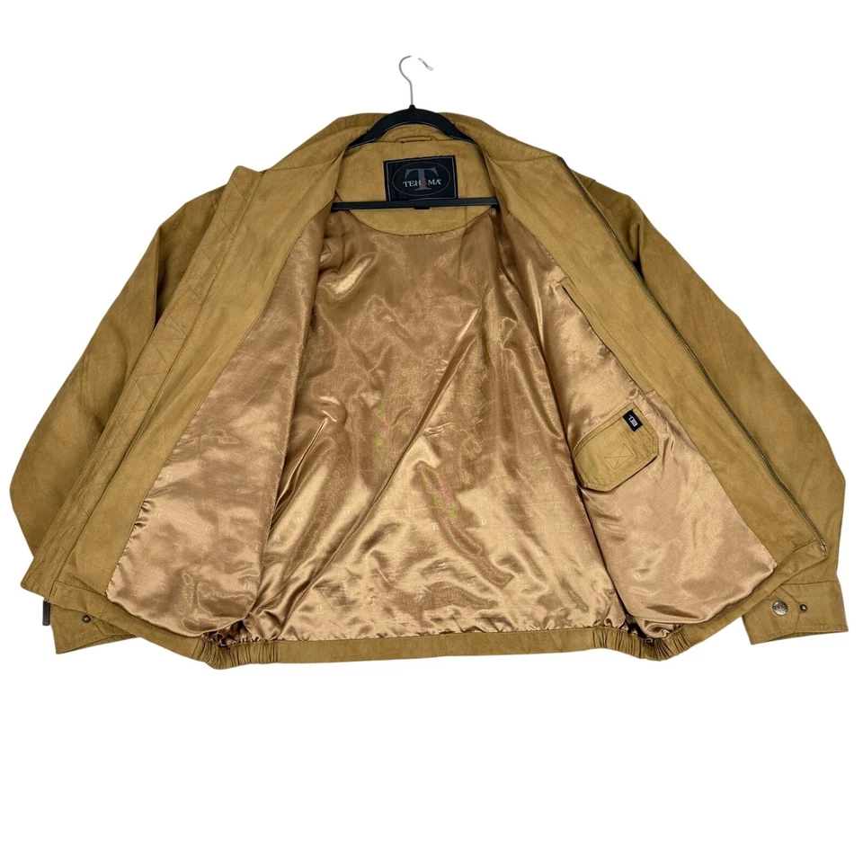 Chaqueta Tehama de gamuza sintética para club de golf Vahalla para hombre grande tostada cremallera completa Foto 3 de 4