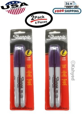 Sharpie Permanent Ink Marker Pen, Fine Point, Original Sharpie, Purple (2 Pack)