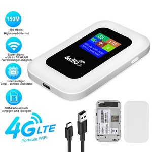 Tragbarer 4G-WLAN-Router Mobiler 4G-WLAN-Hotspot Kabelloser Internet-Router Weiß