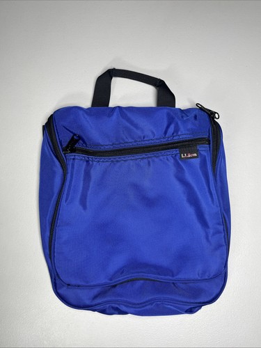 LL Bean Personal Organizer Toiletry Makeup Travel Bag Blue Nylon Hanging Zip