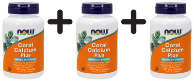 3 x NOW Foods Coral Calcium Plus - 100 vcaps (348,07 EUR/kg)