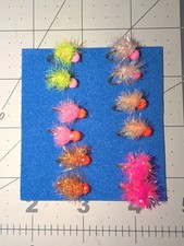 12 Each #6 Estaz  egg With Hot Bead Head Fly Steelhead Trout Salmon Assortment 1