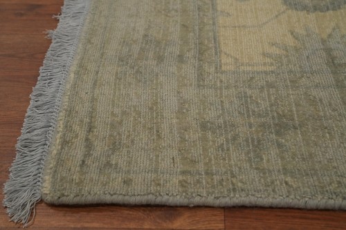 Handmade Beige Oushak Style Area Rug 5x8 Ft Transitional Bedroom Silk Carpet - Picture 10 of 13