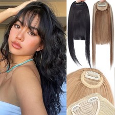 Bangs Hair Clip in Fringe w/ Temples Hairpiece Front Women French Bang Extension