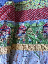Handmade Kids Patchwork Quilt 60x42 School Crayon Lap Blanket Cotton Throw