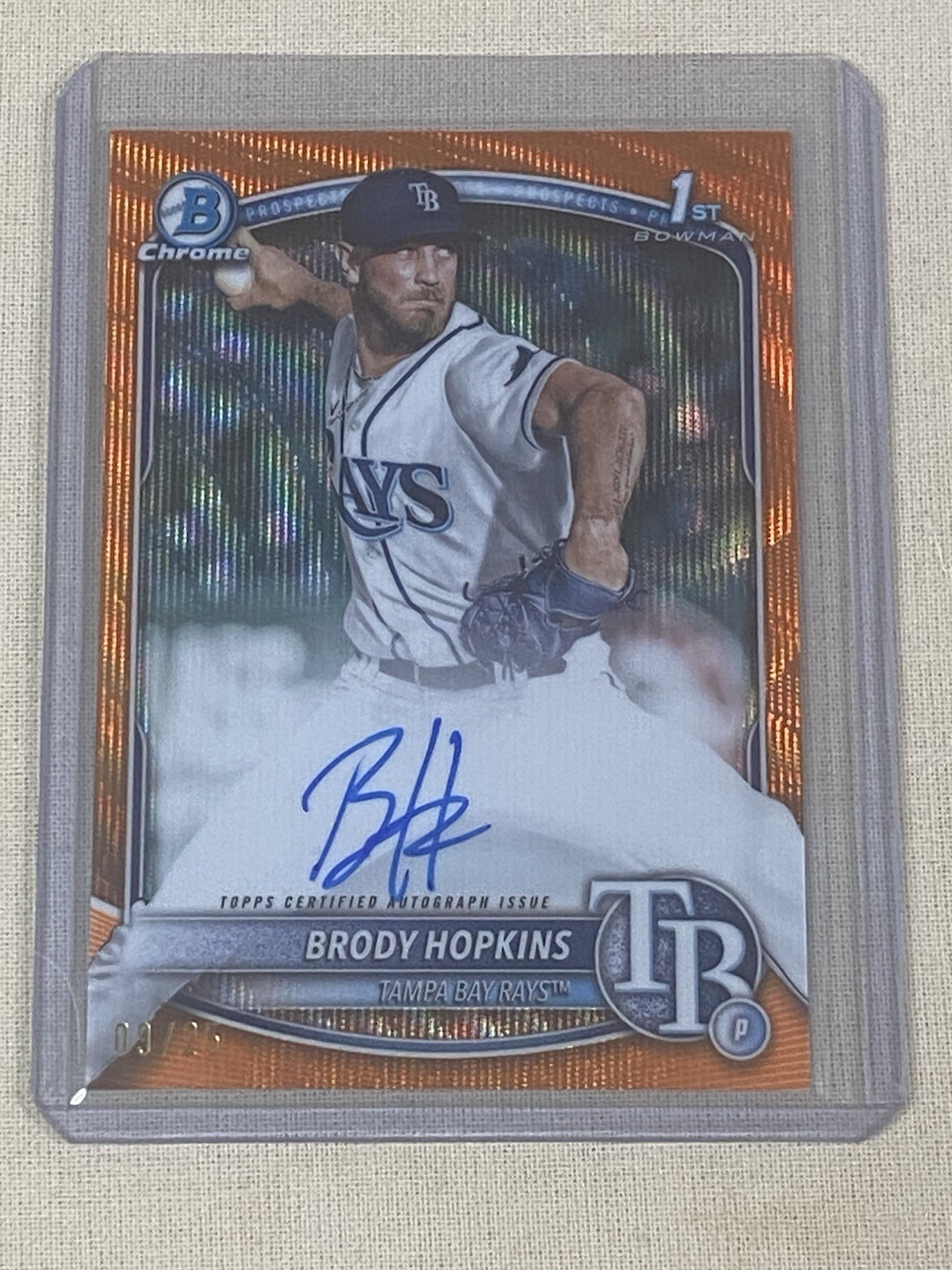 2025 Bowman Chrome Brody Hopkins Auto /25 Orange Shimmer Refractor 1st Prospect