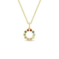 14k Gold Multicolored Openwork Kids / Teen Pendant/Necklace