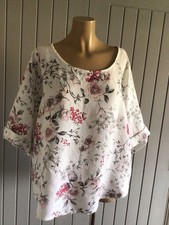 Made In Italy Ladies Lagenlook Linen Tunic Top UK 16 - 20 Sleeve 3/4 Excellent
