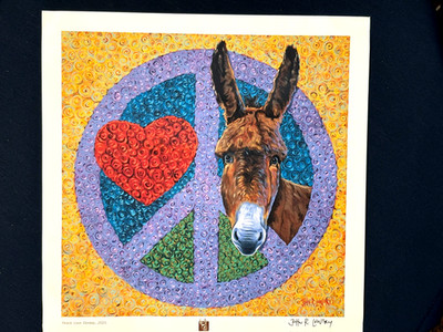 John R Lowery Signed Print LOVE PEACE DONKEY  