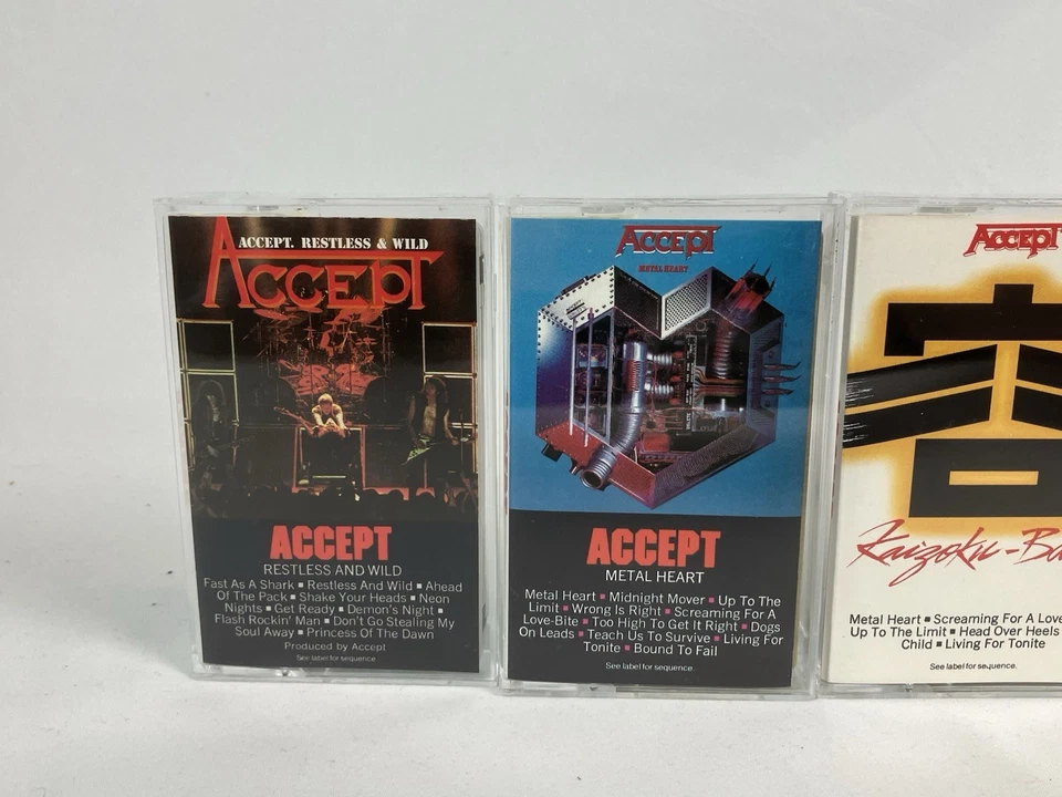 ACCEPT Cassette Tape Lot x6 Balls To The Wall Restless Metal Heart Life Midnight Foto 3 de 4