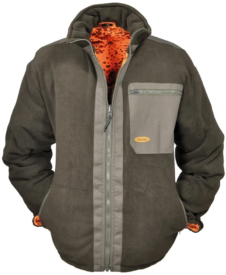 Hubertus Wende-Fleecejacke Jagdjacke Winterjacke orange oliv warm von Oefele - Bild 3 von 4