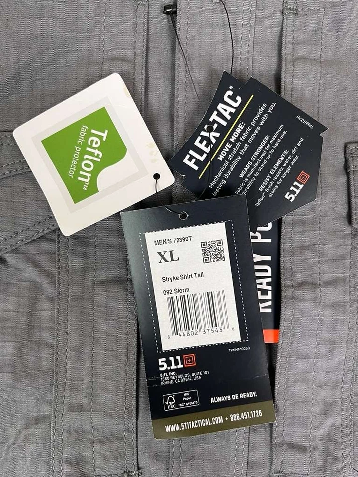 NWT 5.11 Tactical Men's Stryke Class Gray A PDU Long Sleeve Shirt Style 72073 XL - Image 3 of 4