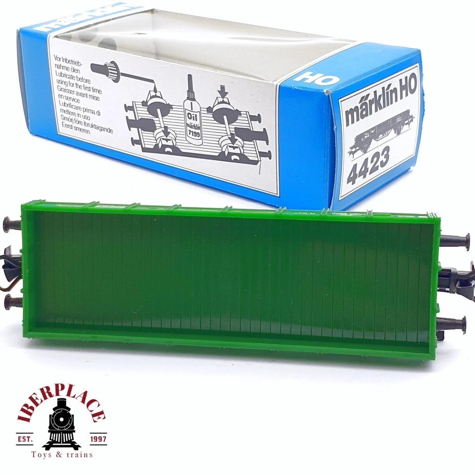 ♻️ 2. mano - Märklin 4423 vagón borde bajo DB verde H0 escala 1:87 #E42 - Imagen 3 de 4