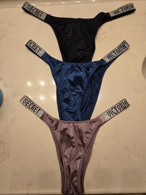 Victoria's Secret Shine Strap Brazilian Bikini Panties Lot Of 3