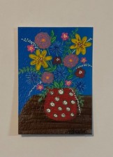 aceo art original, flowers, 2.5 x 3.5 inches, alcohol markers