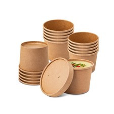 50 Pack Soup Containers with Lids, Disposable and Biodegradable Ice Cream Cup...