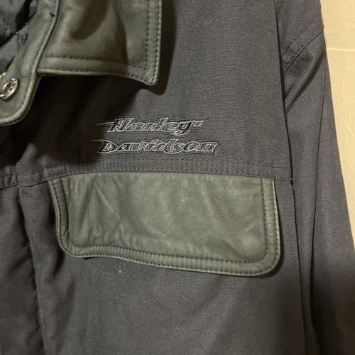 Harley-Davidson Canvas Leather Jacket Men's XXL 2005 97412-06VM Biker - Picture 4 of 13