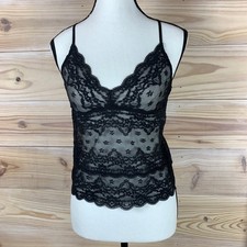 GAPBODY Camisole Women M Black Floral Lace Sheer V-Neck Racerback Lingerie Top