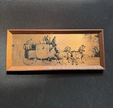 Vintage 1970s Royal Mail “Changing Horses” Framed Copper Etched Picture