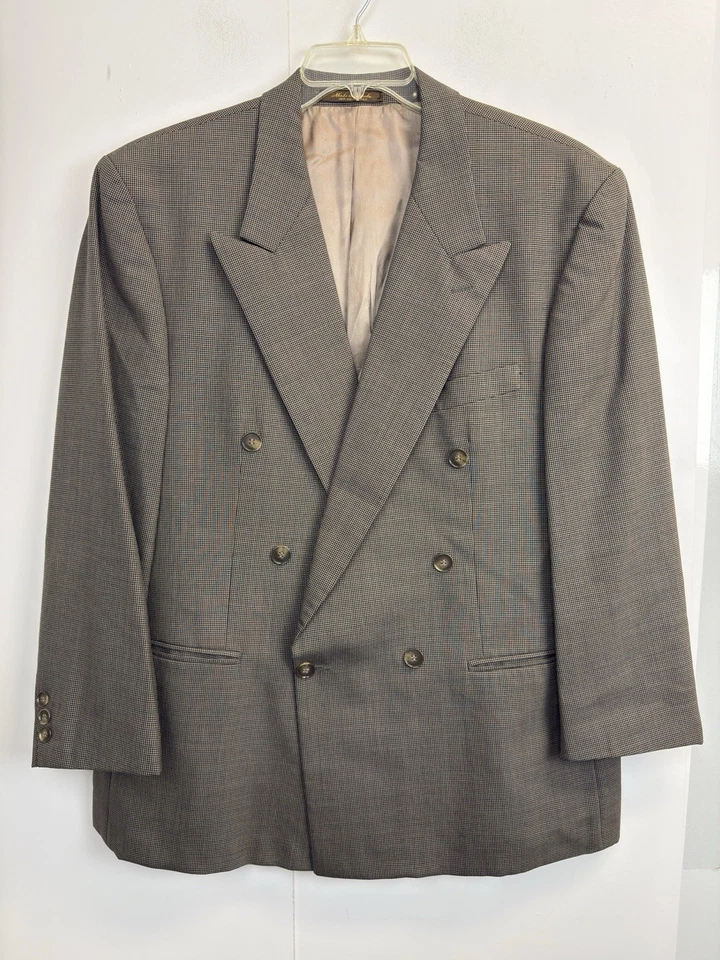 Traje Mark Alexander Doble Pecho Hombre Blazer 44R Pantalones 36X28 Marrón Pata de Gallo Foto 2 de 4