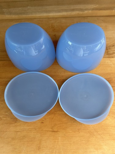 Tupperware 1 1/2 Gallon Light Blue Party Bowl & Lid & 2 Side 16oz Bowls W/ Lids - Picture 8 of 10