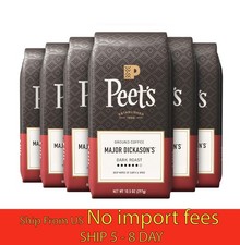  6 Pack Peet's Major Dickason's Dark Roast Ground Coffee 10.5oz... wa 