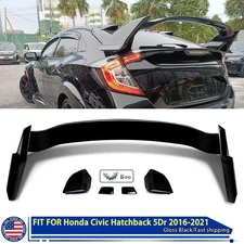 For Honda Civic Hatchback 5Dr 2016-2021 R Style Rear Trunk Spoiler Gloss Black
