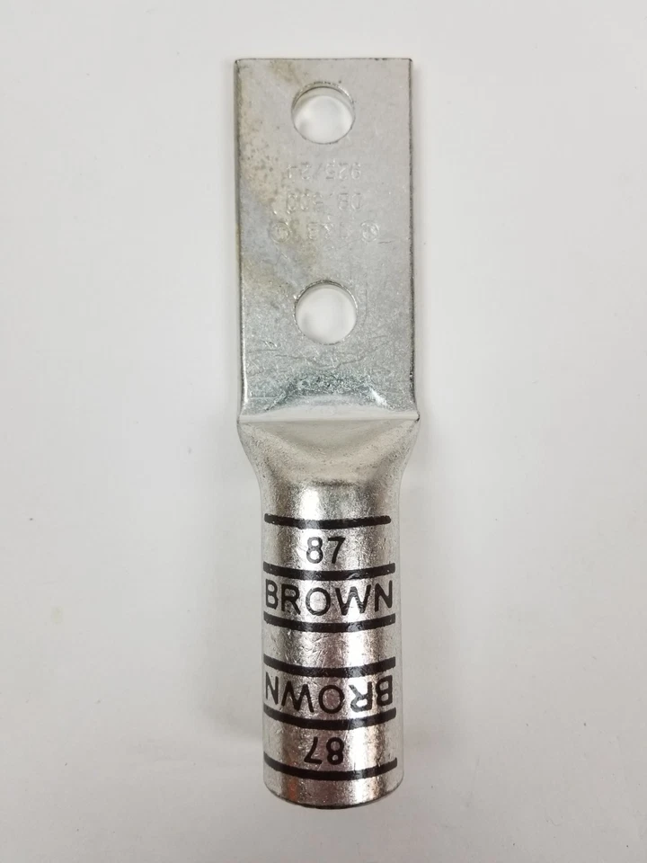 6 ABB 54876BE 1/2" Hole 2-Hole Copper Lug Connector for Grounding Brown NEW - Image 3 of 4