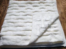 Handmade Knitted Baby Blanket/Car Throw. Off White