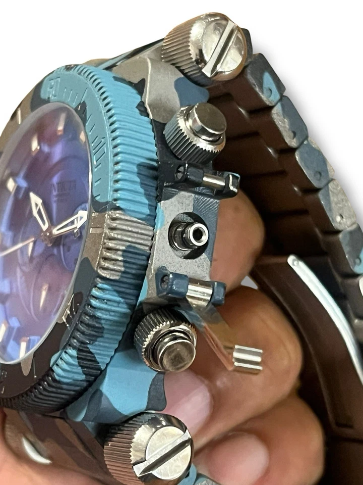 Raro Reloj Cronógrafo Invicta Coalition Forces Hombre Azul Camuflaje 26738   Foto 4 de 4